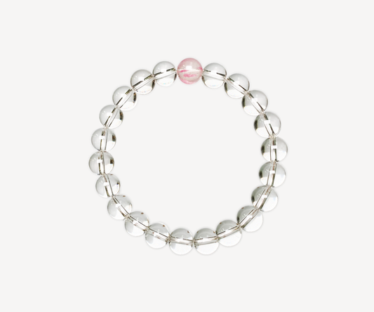 Single Cherryblossom & Clear Beaded Bracelet