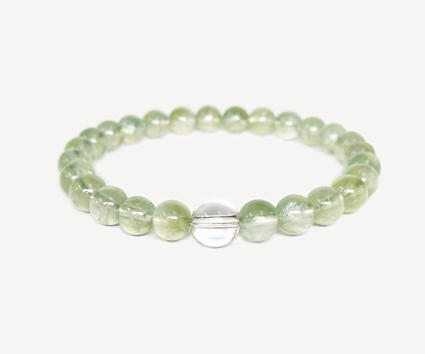 Prehnite & Clear Quartz Beaded Bracelet