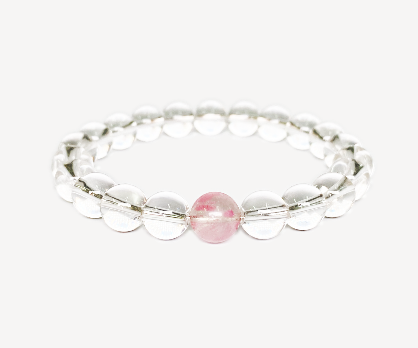 Single Cherryblossom & Clear Beaded Bracelet